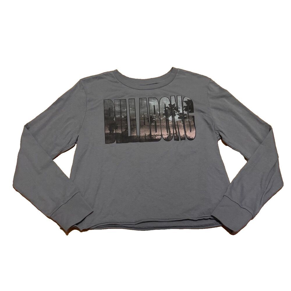 Billabong Ladies Logo Gray Long Sleeve T-Shirt Size S/P STYLE# JT87NBIT - Picture 2 of 6
